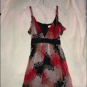 Saha 100% silk red and black floral tie back dress